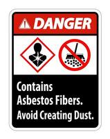 Danger Label Contains Asbestos Fibers Avoid Creating Dust vector