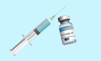vacuna covid-19 con jeringa vector