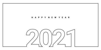 2021 feliz año nuevo diseño de firma de dibujo a mano de contorno continuo único. celebración concepto de año nuevo aislado sobre fondo blanco. vector