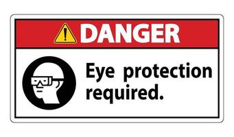 Señal de peligro símbolo requerido protección ocular aislar sobre fondo blanco. vector