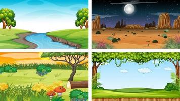 Four different scene of nature park and forest vector