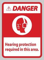 Danger PPE Sign Hearing Protection Required In This Area with Symbol vector