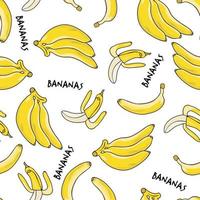 Hand drawn seamless pattern with tropical fruit banana. Summer illustration banana. Desing for textile, clothes. vector