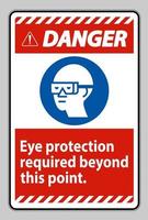 Danger Sign Eye Protection Required Beyond This Point vector