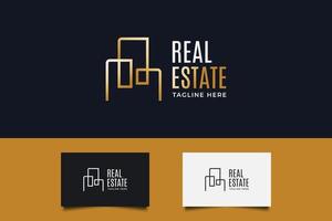 Real Estate Logo in Gold Gradient with Line Style. Construction, Architecture or Building Logo Design Template vector