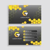 Futuristic Business Card Template With Yellow Hexagon Pattern vector