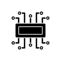 Microcontroller black glyph icon vector