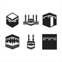 siluetas vectoriales de la meca de la kaaba con varias formas y puntos de vista vector