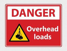 Danger overhead loads Sign on transparent background vector