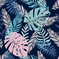 Seamless pattern with leaves elements. Vector pattern with exotic leaves, twigs, branches, grass. Ideal print for youth clothes.