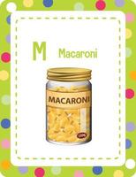 Alphabet flashcard with letter M for Macaroni vector