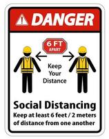 Danger Social Distancing Construction Sign