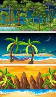 Set of different nature horizontal scenes vector