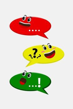 Vector design of cute conversation column character set with different expressions