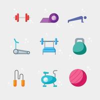 colección de iconos de gimnasio vector