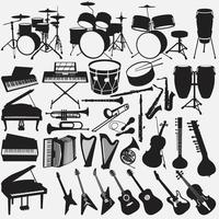 conjunto de plantillas de diseño de vector de ilustración de instrumentos musicales