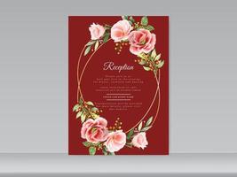 Invitación de boda temas florales rojos vector