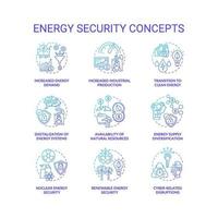 Energy security concept icons set vector
