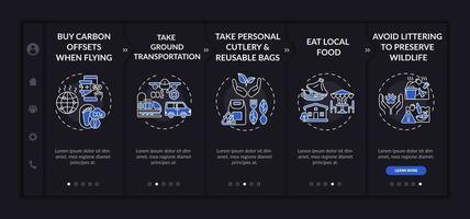 Sustainable tour tips onboarding vector template