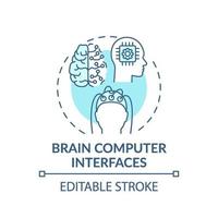 Icono de concepto de interfaces de computadora cerebral vector