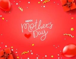 Happy mothers day red vector banner with calligraphic inscription