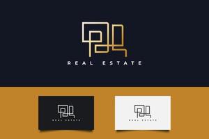 Real Estate Logo in Gold Gradient with Line Style. Construction, Architecture or Building Logo Design Template vector