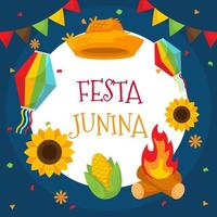 fondo de festa junina en diseño plano vector