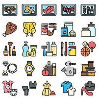 Supermarket and Shopping mall related icon set 3, fiiled style vector