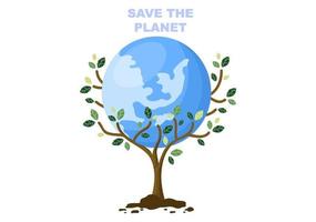 Save Our Planet Earth Illustration To Green Environment With Eco Friendly Concept and Protection From Natural Damage vector