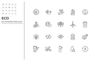 set of eco thin line icons vector