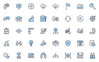 set of office thin line icons vector