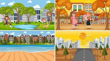 Different background scenes of nature in set vector