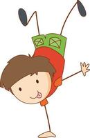 A boy cartoon character in hand drawn doodle style isolated vector