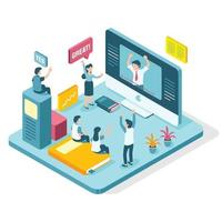 Isometric Virtual Online Meeting Concept vector