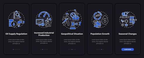 Factores de valor del aceite incorporación de la pantalla de la página de la aplicación móvil con conceptos vector