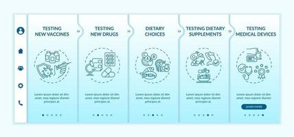Clinical investigation types onboarding vector template