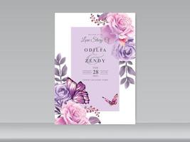 conjunto de tarjetas de invitación de boda hermosa acuarela floral vector