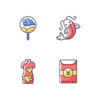Conjunto de iconos de colores rgb de tradiciones asiáticas vector