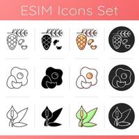 Cause of allergic reaction icons set vector