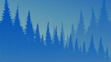 Night landscape background with Pine Forest vector