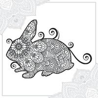 Rabbit Mandala. Vintage decorative elements. Oriental pattern, vector illustration.
