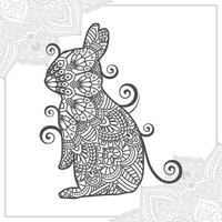 Rabbit Mandala. Vintage decorative elements. Oriental pattern, vector illustration.