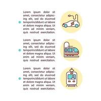 Electric vehicles, rail and trams concept line icons with text vector