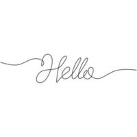 Continuous one line drawing of hello word vector