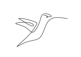 Flying bird continuous line drawing element isolated on white background for logo or decorative element.Hummingbird flying. vector