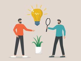 Two entrepreneurs analyzing a business idea vector