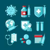 Vaccine Icon Collection in Flat Design vector