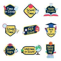 Flat Design School Activity Badges Collection vector