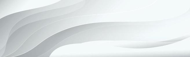 White vector panoramic background with wavy lines