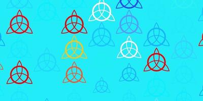 Light Blue, Red vector background with occult symbols.